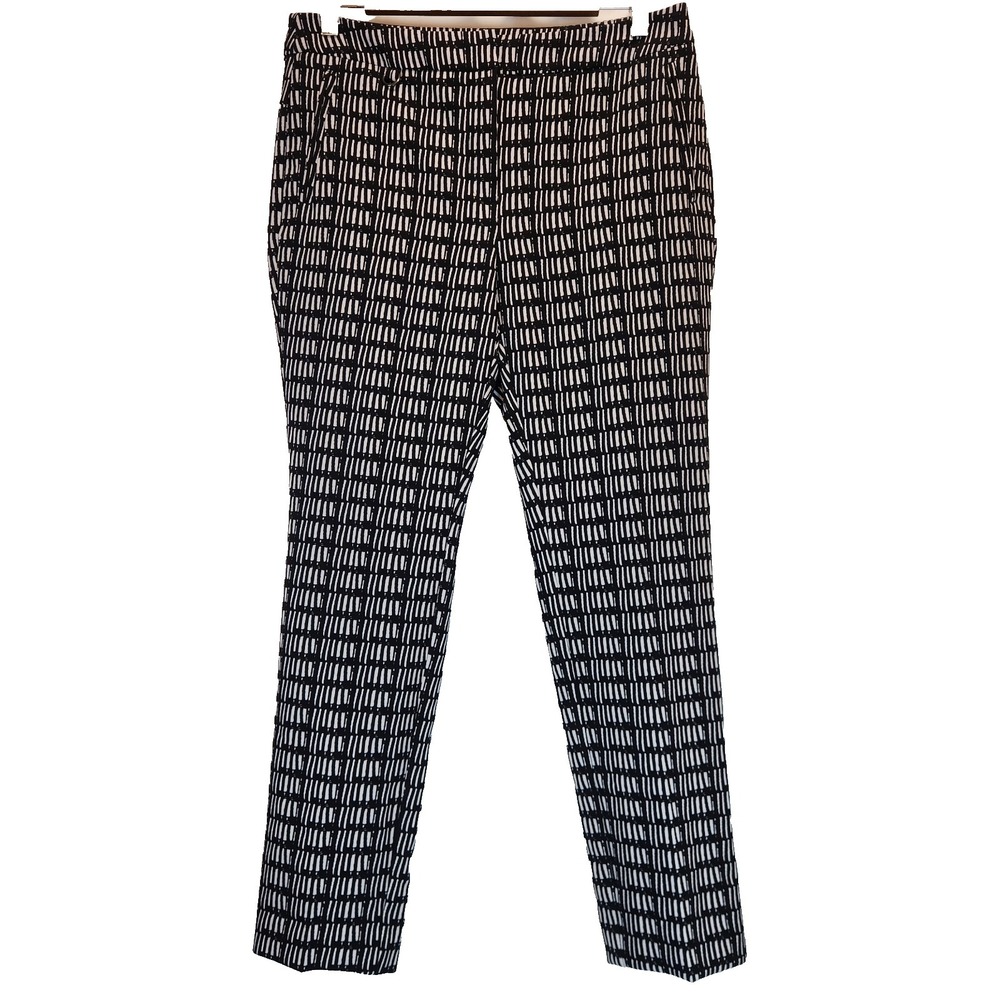 Adrianna Papell Women`s Size 6 Black White Printed Kate Fit Career Office Pants